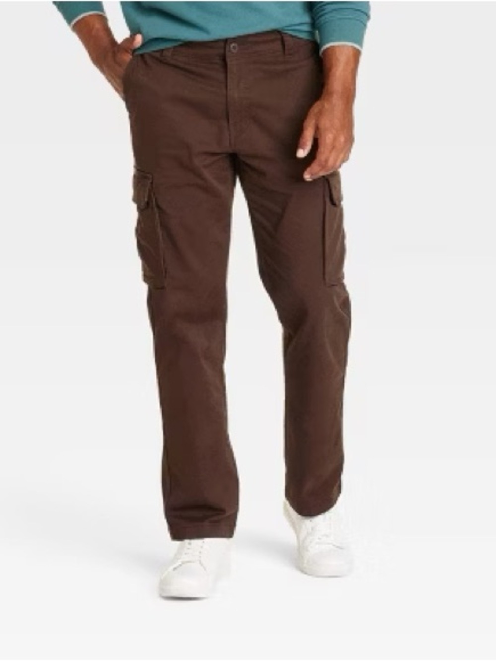 Men’s Straight Fit Dark Brown Cargo Pants 32x30 32W 30L Goodfellow & Co